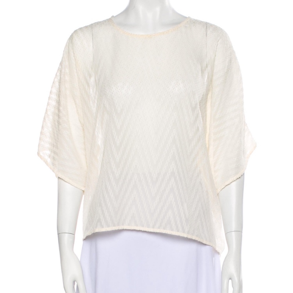 IRO beautifully embroidered cream sheer chevron blouse in very good condition